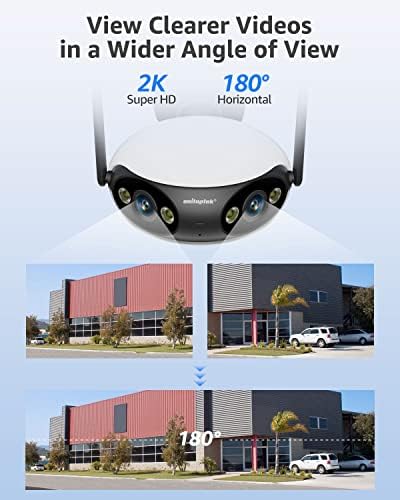 Улични WiFi камера Unitoptek за домашна сигурност, PoE IP камера с двойна леща Сверхширокого преглед, Интелигентно откриване
