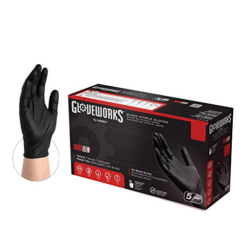 Промишлени ръкавици GLOVEWORKS от черно нитрил 5 Mils. и Оранжево нитрил 8 Мил., размер X-Large, опаковка 200