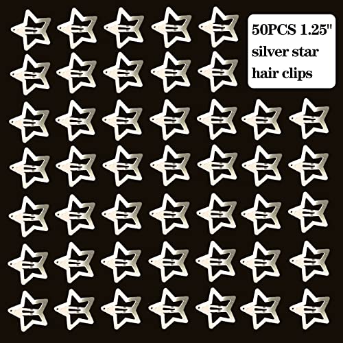 50 бр. щипки за коса под формата на звезда, сребърни и метални щипки за коса под формата на звезда, нескользящие