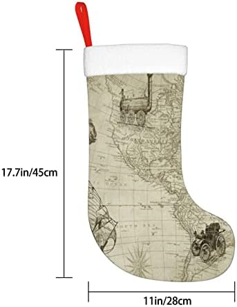 Аугенштерн Коледни Чорапи, Реколта Карта На Света Пътуване Двустранни Манто Окачени Чорапи