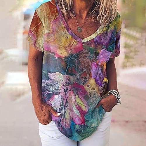 Тениски с Къс Ръкав за дамите Лято Есен Дълбоко V Образно Деколте Графична Блуза, Тениски, Дрехи За Момичета Кънтри Концерт F9