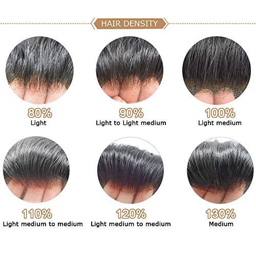 Healthlif Перука за мъже от Истински човешки коси, мъжки изкуствена коса, изработени от поликарбонат, черни, 8x10