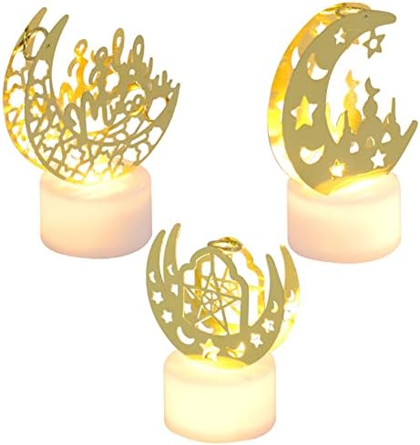 BESTOYARD Лунен Декор Празнична Led Лампа във формата на Луната: Рамадан Мубарак Луната Звезден Замък Дизайн Iron Светлина