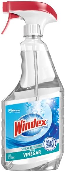 Windex с спрей за почистване на стъкло с оцет, бутилка от на възстановеното крайбрежния пластмаса, 23 течни унции