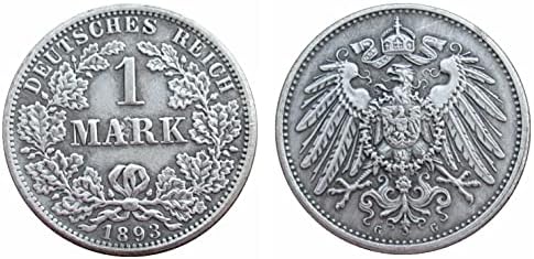 Немска Възпоменателна Монета е на 1 Марка 1893 г. ADEFGJ, Чуждестранна Копие, сребърно покритие Възпоменателна