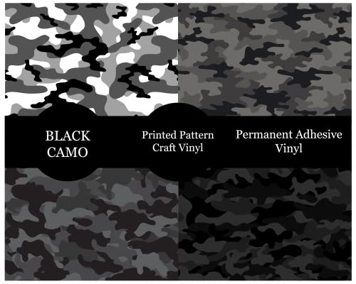 Черно армейски Камуфляжный Винил Перманентен лепило Camouflage Рибка Пакет Листа 12x12 Работи с всички резаками