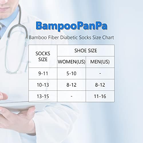 BampooPanPa 6 Опаковки Диабет Бамбукови Чорапи, За Нищо Не Задължаващи Чорапи до Глезена на крака си върху Стъпалото