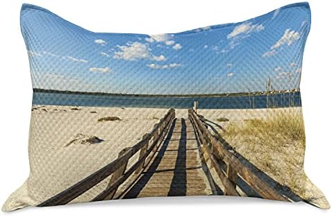 Калъфка за възглавница от вязаного юрган Ambesonne Beach, Тематиката на плажа Perdido и на Дългия кей, над Пясъчните брегове