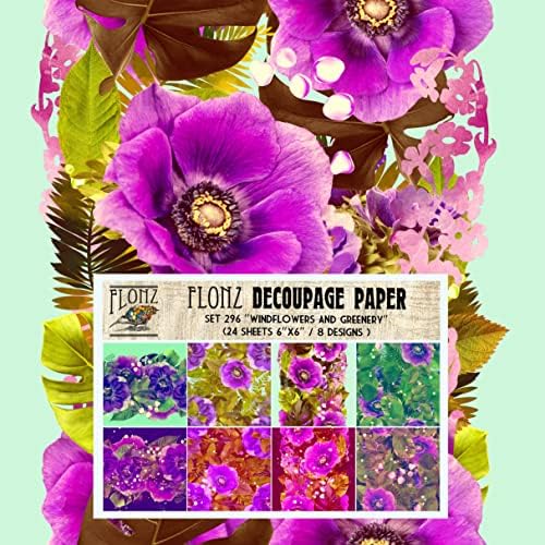 Опаковъчна хартия за декупажа (24 на лист 6 x6) с цветовете на вятъра и Билки Хартия с дизайн в ретро стил за Декупажа,