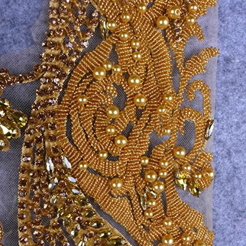 Gold leaf La Belleza, Апликация от страз, Нашивка за рокли, топли Апликации от мъниста, ръчно изработени, за