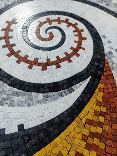 Преден мраморна мозайка ръчно изработени геометричен стенен декор медальон художествен килим стенни инкрустация адаптивен дизайн (48x42 инча)