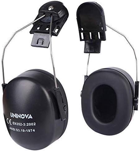 Защитна каска UNINOVA с козирка - Инсталиран Шумоподавляющая съединител за уши - Одобрен ANSI, идеален за строителство или