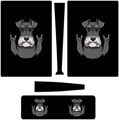 Стикер с изображение жест на кучета-шнауцера, корица за PS5 Digital Edition, стикери за конзола и контролер PS5, устойчиви на