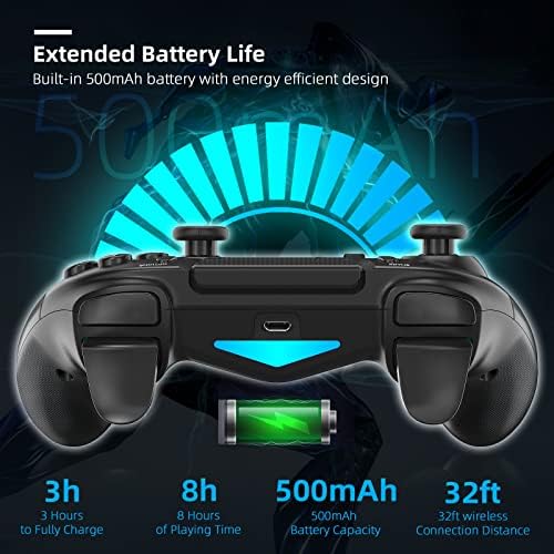 Контролер NexiGo Q500 Elite PS4 с бутони за връщане, Турбо, Двойна Вибрация, Ос Жироскоп, Bluetooth, Програмируеми бутони, Вграден