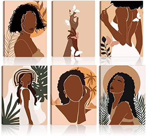 IARTTOP Афроамериканская Жена Платно на Стенно изкуство, Модерен Черен Женски Плакат на Платно, Бохо Минималистичен
