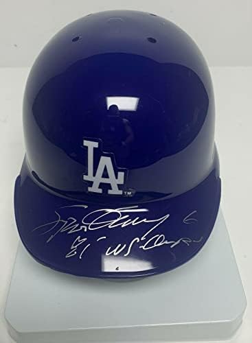 Мини-каска с автограф на Стив Гарви Доджърс с надпис JSA W740087 - мини-каски MLB с автограф