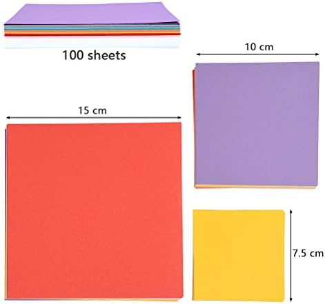 1000 Листа хартия за Оригами, WOWOSS 10 Ярки цветове с Двустранна цветна хартия 3 Различни Размери за деца