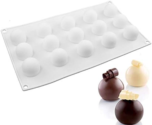 Силиконова Форма с 15 Кухини за Печене на Торта във формата на 3D Топка, Десерт Форма за Захарни Изделия, Шоколад,