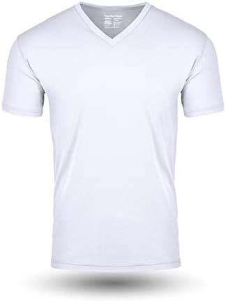 Бяла тениска с V-образно деколте от пресни, чисти направления за мъже - Меки мъжки ризи с V-образно деколте, плътно