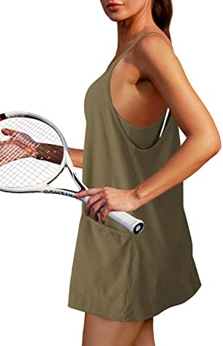 Жена Теннисное Рокля Nirovien, тенис кортове, Мини-Рокля с Къси панталони, Без Ръкави, с Тънки спагети презрамки, Спортни