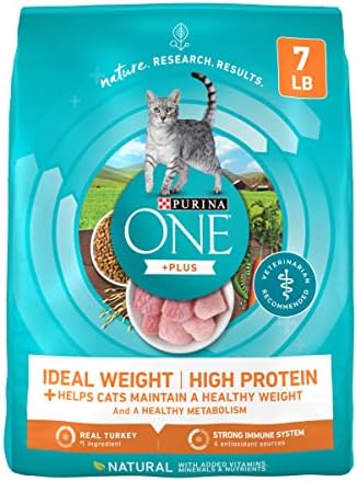 Суха храна за котки от Purina ONE с високо съдържание на протеин и полезни тегло +Плюс Пуйка Идеалното тегло