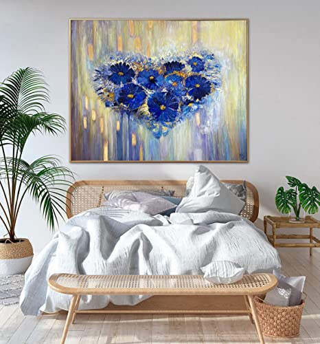 Абстрактна Живопис във формата на Цвете с форма на сърце, Романтично Лилава картина, Много Необичайна Картина в формата