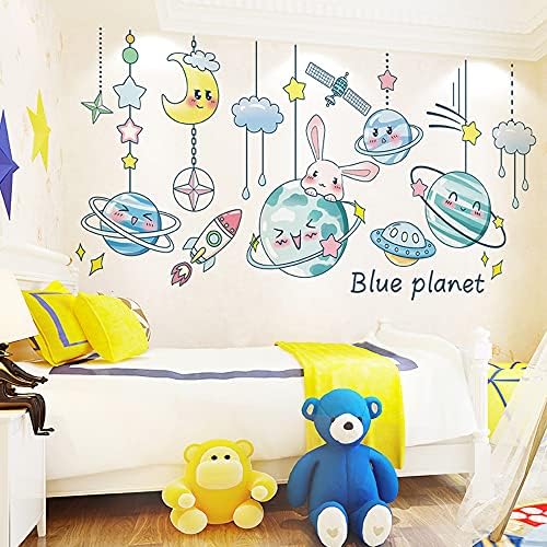 Стикери за стена BuerHomie Blue Planet, Интериор на детската стая със звездите за всекидневната, Снимки с детска Поръчки
