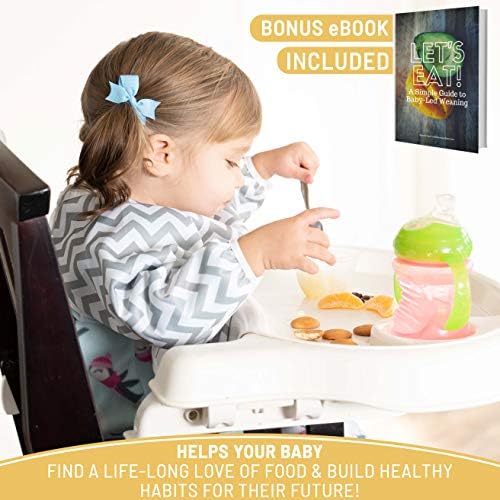 Водоустойчив детски мат 2-в-1 под столче за хранене (51 x 51) с халатиком за деца и електронна книга за отбиване от
