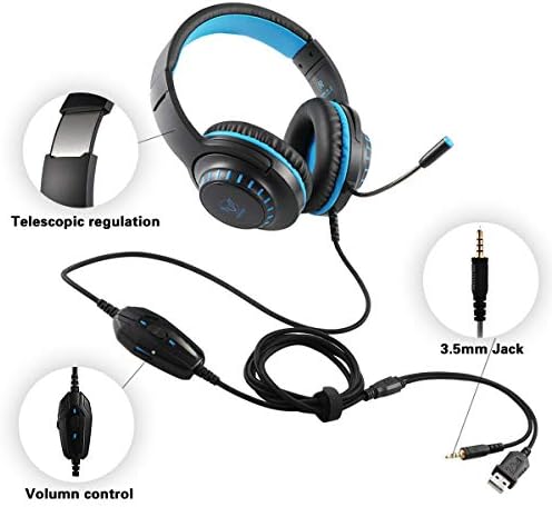 Детска Слушалки ifmeyasi за PC, PS4 Xbox One, на стерео слушалки с микрофон с led подсветка с шумопотискане за лаптоп, PC, Mac, iPad, Смартфон