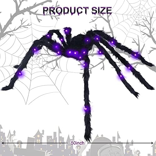 Mchochy Светещи Spider Украса за Хелоуин 50 Гигантски Светещи Паяк + 50Кръг Сиянието wide Web за Страшни украса
