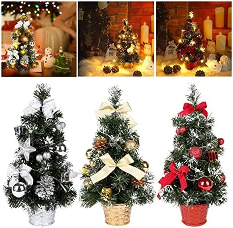 Коледно дърво DEFLAB 40 см, Мини Коледна елха, Светлини, Коледна Маса, Миниатюрни Изкуствени Декорации, Начало Декор, Детски