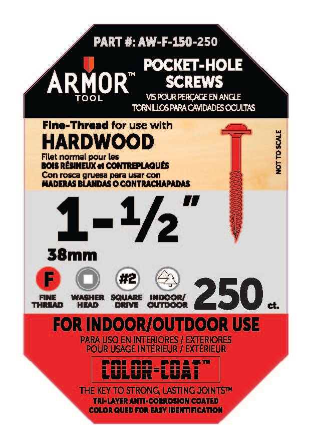 Винтове Armor Tool 1-1 /2 с груба дърворезба и джоба дупка с технологията Color Coat за вътрешно / външно използване (брой 250