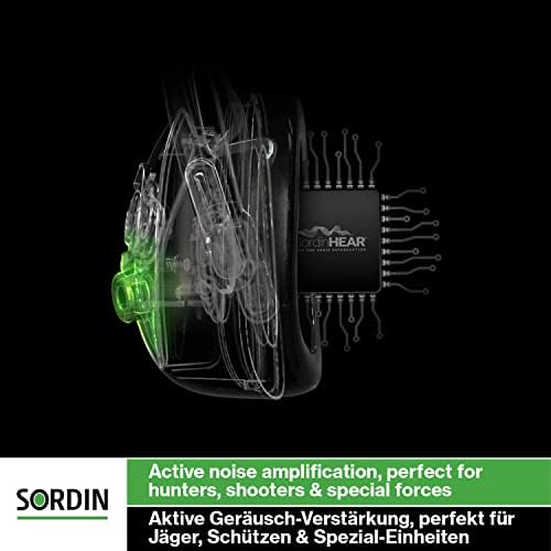 Sordin Supreme PRO X - Регулируеми слушалки за защита на слуха с led подсветка и гелевыми вложка - Кожена лента за глава и зелени