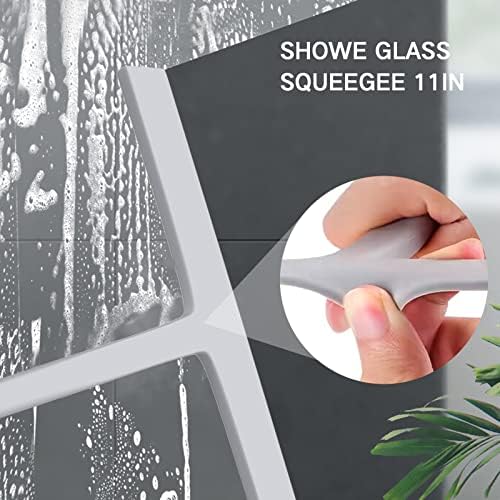 2 ОПАКОВКИ Скрепер за душ със стъклени врати 11 см, Силиконов каучук стъргало + 8,5 Малък Стъргалка за Стъкло на вратата