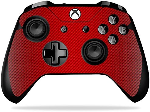 Калъф MightySkins, съвместим с контролера на Microsoft Xbox One X - Червено въглеродни влакна | Защитен, здрав и уникален Винил