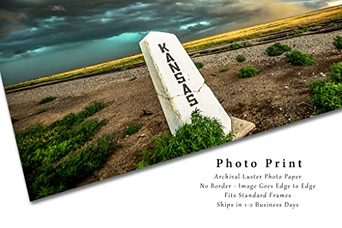 Снимка буря Печат (без рамка) Изображение на жп стълб и гръмотевични бури на границата щата Канзас Great plains
