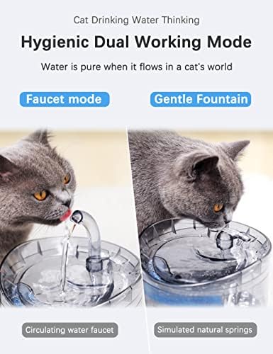 HAPUP Cat Water Fountain Диспенсер за вода за животни 61 унция/1.8 Л Автоматично Чешма за домашни любимци