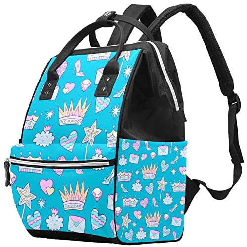 Елемент за Момичета Короната на Сърцето Облаците Сини Чанти-Тоут за Памперси Раница За Мама Голямата Голям Чанта за Памперси Пътна Чанта за Грижа за Детето