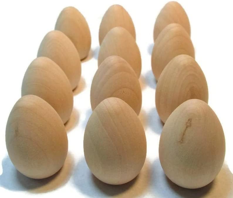 TH SMART - Комплект от 12 Недовършени дървени яйца / 2 Дървени яйца / Десетки яйца / Великденски яйца със собствените