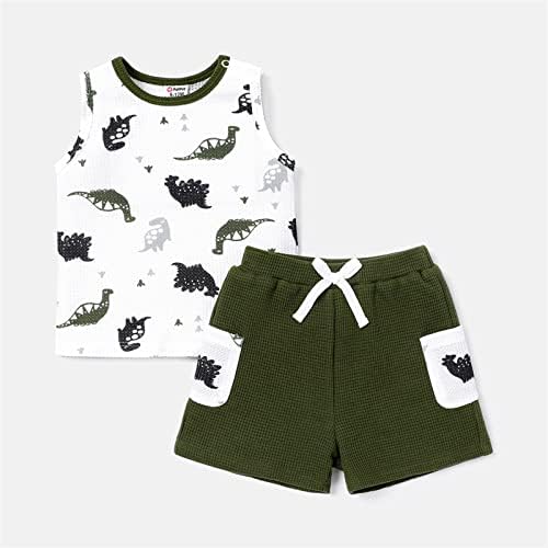 PATPAT/Облекло за малки момчета, Скъпа Риза с принтом и Шорти, 2 броя, Жилетка Без Ръкави, Топ, Комплекти дрехи За малки