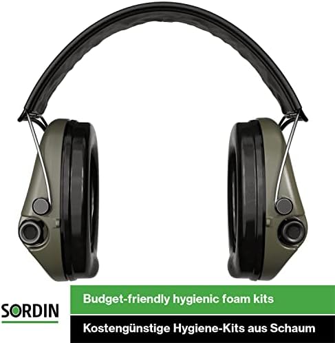 Sordin Supreme Pro - Защитни слушалките с шумопотискане - Защита на слуха - Кожена лента за глава и зелени чашка