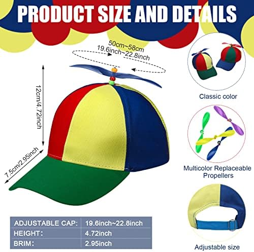 2 Възрастни Шапка бейзболна шапка Ярко Рейнбоу Цвят Шапка Модел на Цилиндър с 4 Сменяеми Бамбук Стрекозами