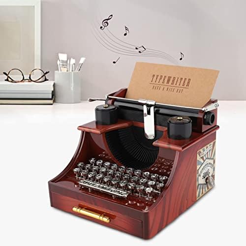 Реколта Музикална Ковчег за Пишеща машина, Ръчна Музикална Ковчег, с чекмедже, за украса на къща/офис/кабинет,