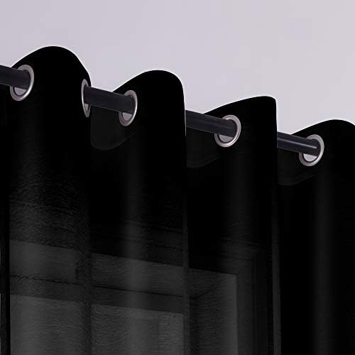 KOUFALL Черни, Прозрачни завеси с дължина 84 инча за Хол Комплект от 2 Панели с алуминиева Дограма, Щори с Люверсами