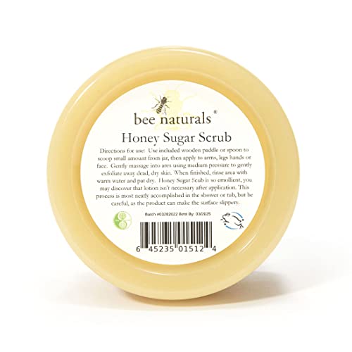 Bee Naturals Медово-захарен ексфолиант - 8 унции - Лек захарен пилинг за тялото, лицето и краката - Ексфолиращ захарен пилинг