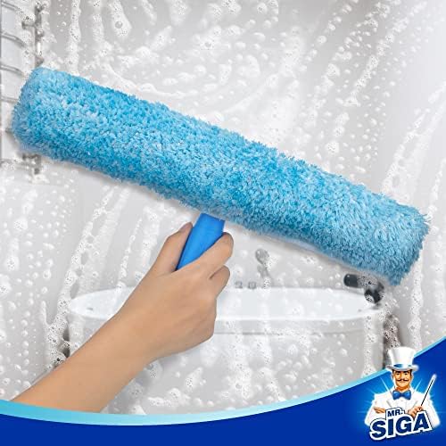 MR.SIGA Професионална Комбинирана четка за миене на прозорци - Ракел и Стъргало за прозорци от микрофибър, 14 инча