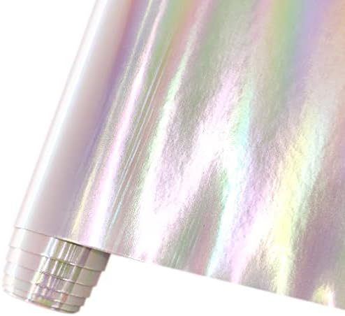 HYANG Огледално Холограма на Преливащи се цветове, листа от изкуствена кожа PU, 1 ролка 12 X 53 (30 cm x 135 см),