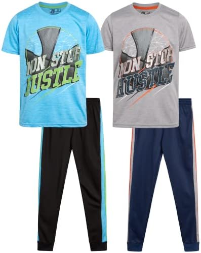 Комплект спортни костюми за момчета Pro Athlete - спортна риза от 4 теми и Потници, спортни панталони (Размер: 8-16)