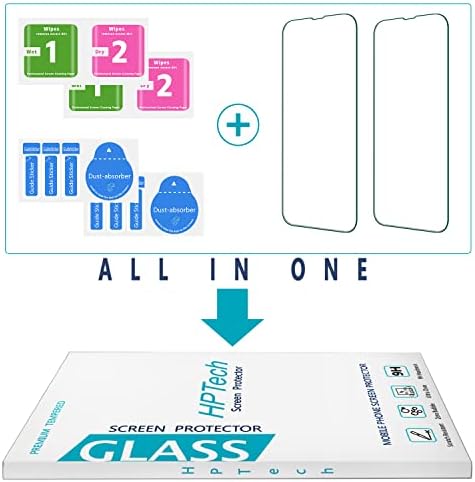 HPTech (2 опаковки) от Закалено стъкло, предназначено за защита на екрана на iPhone 13 Mini с диагонал 5.4 инча, твърдост 9H,