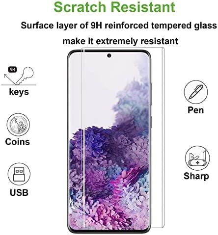 [2] Защитно фолио FGFLOWER за Samsung Galaxy S20 5G 6,2 инча, Защитен слой от закалено UV стъкло с пълно покритие, твърдост 9H,
